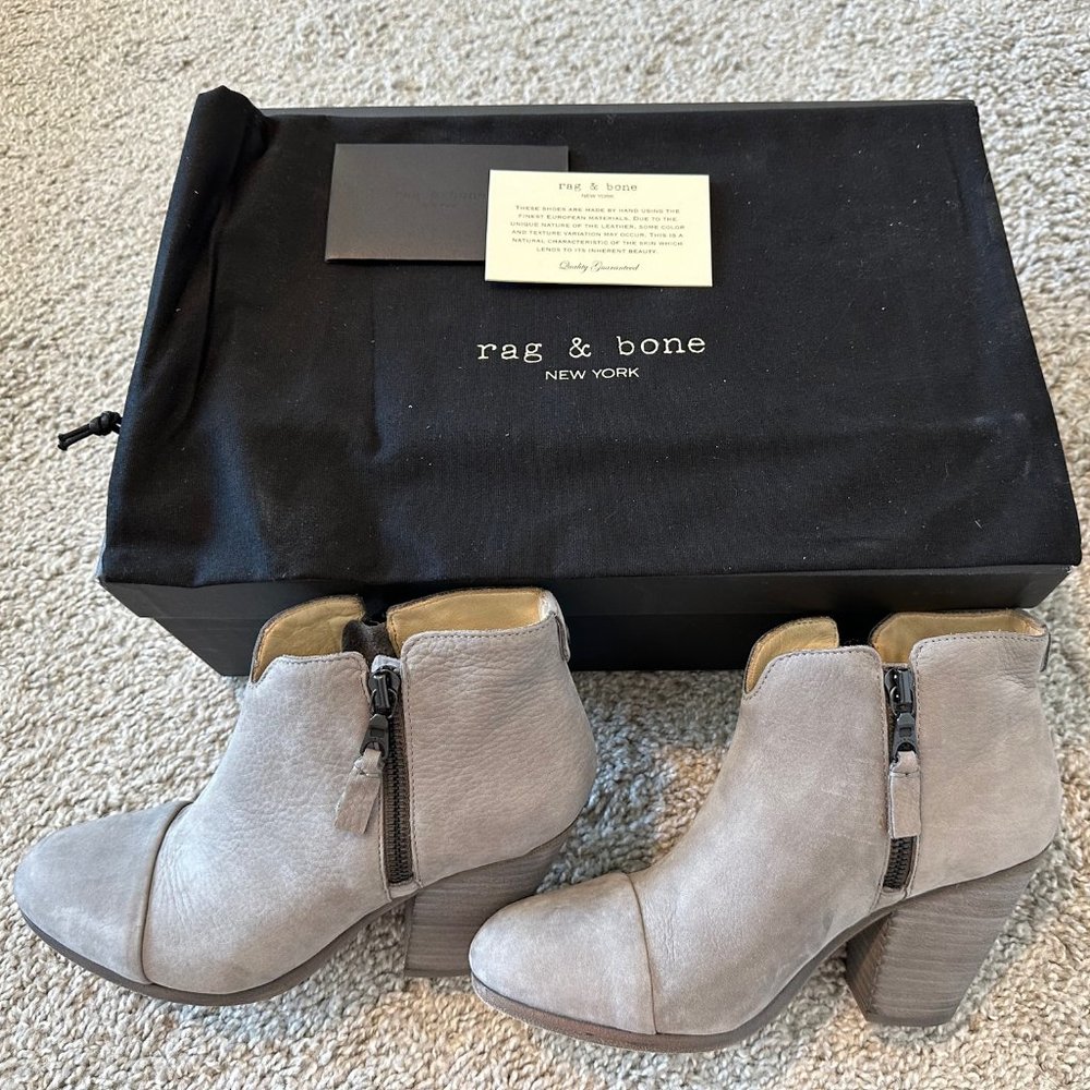 Rag & Bone Suede Leather Margot Ankle Boots in Granite Nubuck